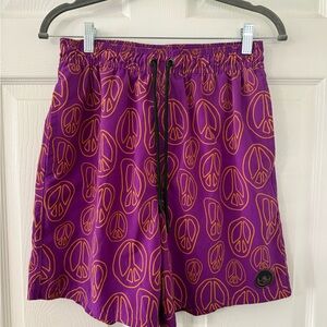 Neff Purple and Orange Peace Patterned Swim Shorts